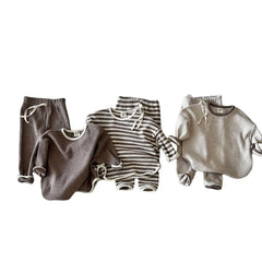 Spring Autumn Outfits Baby Boy Tracksuit Cute Striped Pattern Sweatshirt Pants 2Pcs Sport Suit Kids Clothes Boy Set 1 To 6 Years