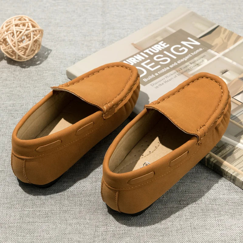 Spring Summer New Kids Shoes Boy Girl Dress Shoes Breathable Brown Casual Children's Boys Girls Flat Leather Shoes Moccasins